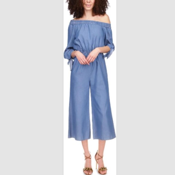 NEW Michael Kors Jumpsuit Size XL Blue Chambray Denim Wide Leg MSRP $179 NWT! - Picture 4 of 16